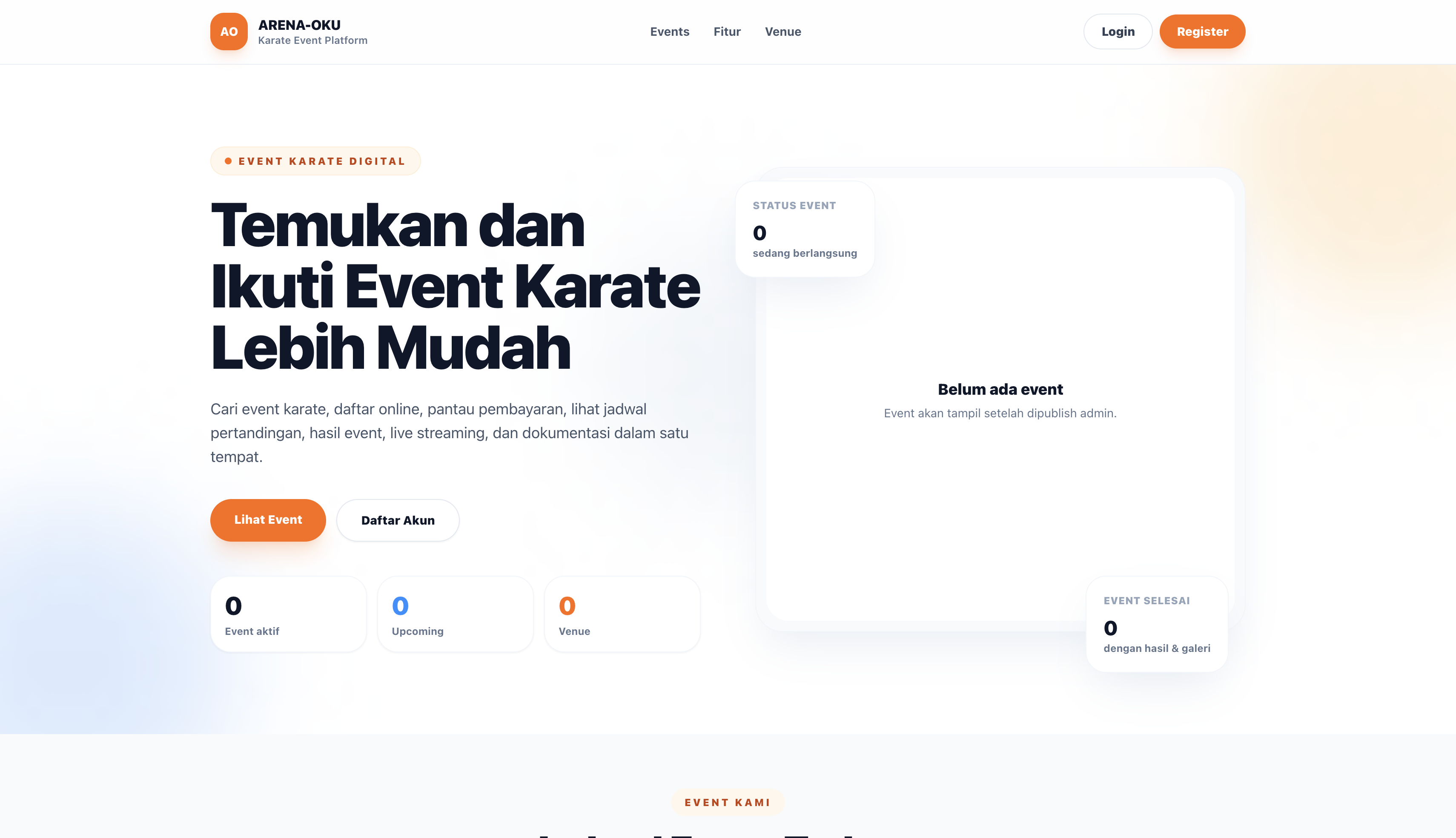 Arena-OKU karate event management web application